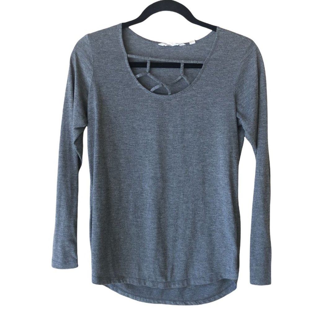 Harmony & Balance long sleeve S top scoop neck Grey Size Small